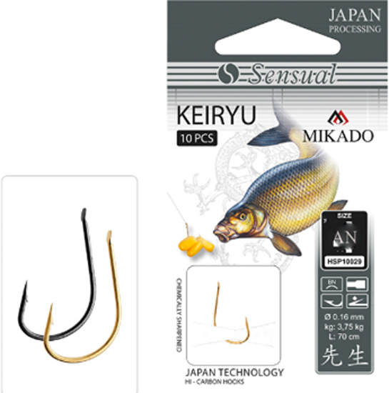 Крючок Mikado с поводком Sensual Keiryu жилка 0,16мм black nickel №10 10 шт. (HSP10029-10B-16)