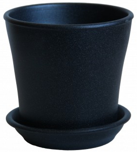 Вазон керамический Ориана-Запорожкерамика Вуаль №2 крошка круглый 2,3 л черный матовый (071-0-066) 