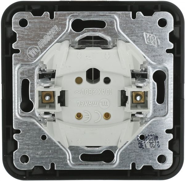 Вимикач двоклавішний Makel Lillium Natural без підсвітки 10 А 250В чорний