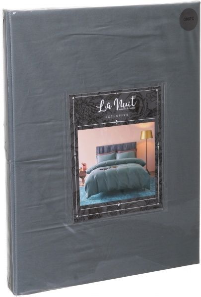 Простынь на резинке Mono Green D 200x200 см зеленый La Nuit 