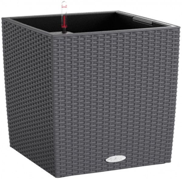 Вазон пластиковый Lechuza Cube Cottage 30 квадратный 25,2л темно-серый (15372) 