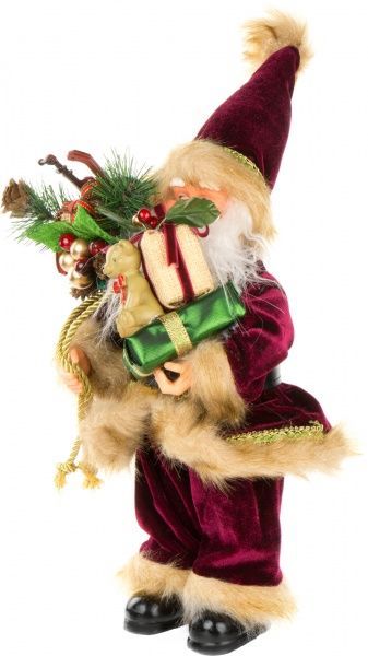 Декоративна фігура Дід Мороз бордовий TM-16025C 30 см 