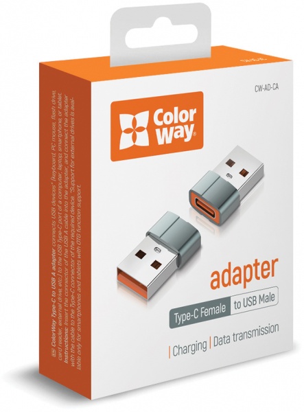 Перехідник ColorWay Type-C to USB-A (CW-AD-CA) сріблястий (CW-AD-CA) 