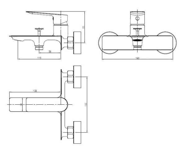 Смеситель для ванны Mixxen ADMIRAL хром б/акс. MXBZ0658