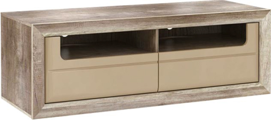 Тумба под ТВ Forte Meble Tiziano TZT12 RTV 2S P82 дуб античный/бежевый глянец 