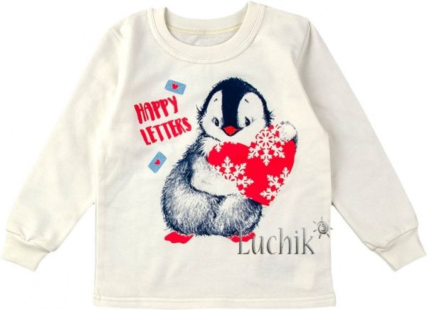 Піжама дитяча Фламінго з начосом Пінгвіни р.134 молочний із синім 329-310-10 