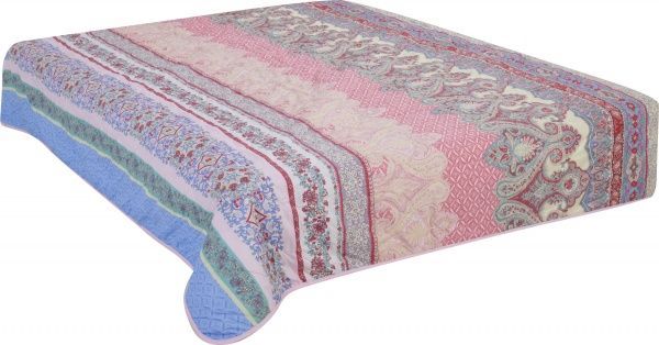 Покрывало стеганое Пэчворк 2409 240x215 см бежевый с коричневым 