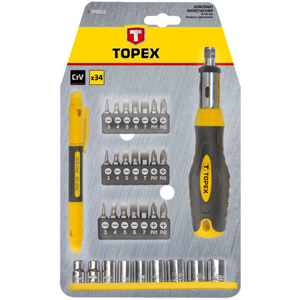 Викрутка зі змінними насадками Topex  39D522