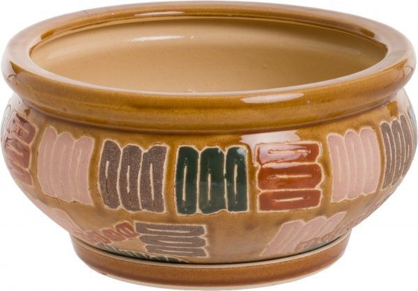 Горшок керамический с поддоном круглый 15,3л коричневый (2219б) 