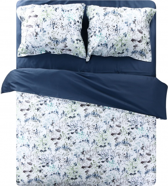 Комплект постільної білизни Silky poems 2.0 синій із білим Decoflux 