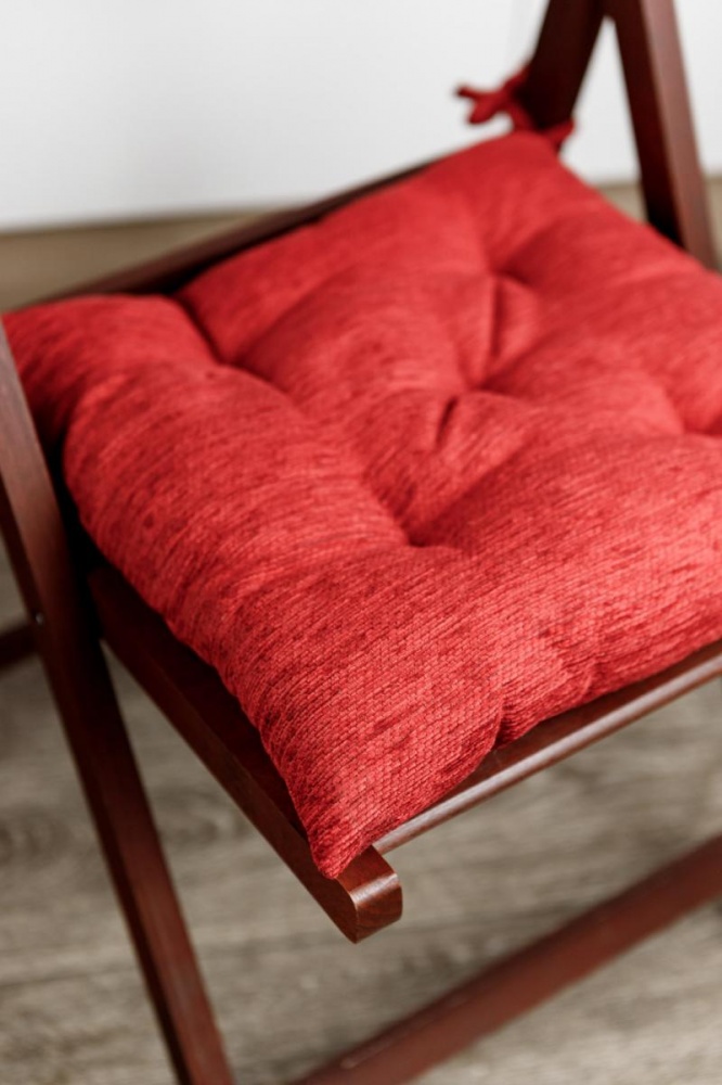 Подушка на стул Chenilla красная 40х40 см Прованс