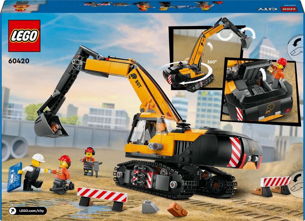 Конструктор LEGO City Жовтий будівельний екскаватор 60420