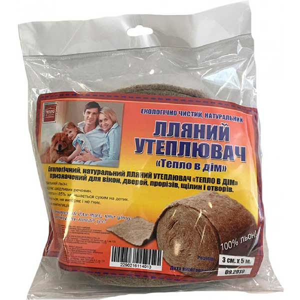 Утеплитель льняной для оконных систем и дверей прямоугольный Тепло в дом 3 см х 5 м светло-коричневый 