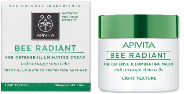 Крем Apivita Bee radiant легкой текстуры для сияния и защиты от преждевременного старения кожи со стволовыми клетками апельсина 50 мл
