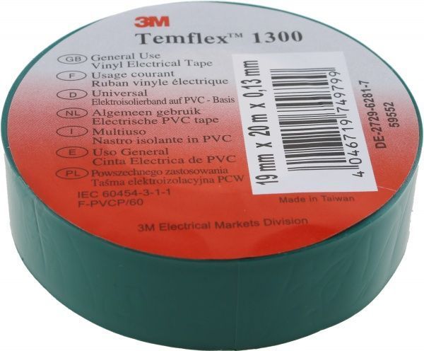 Изолента 3M зеленая 19 мм x 20 м ПВХ