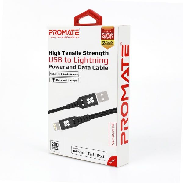 Дата-кабель Promate NerveLink-I2 USB - Lightning 2 м black (nervelink-i2.black) 