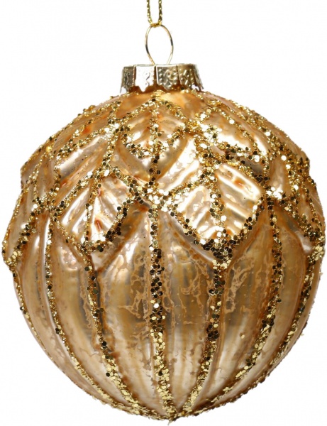 Шар новогодний в ассортименте 80 мм розовый с золотым EE21016