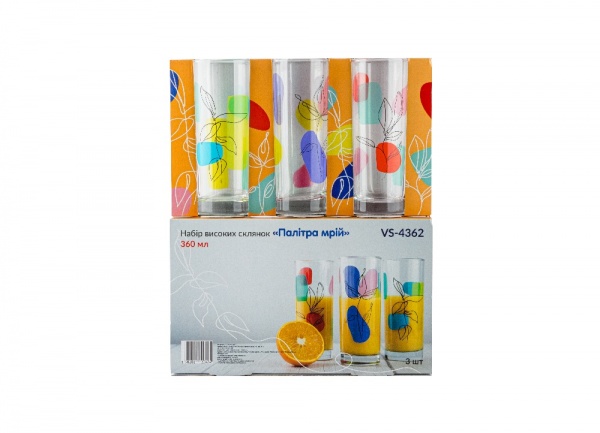 Набор стаканов Палитра Грез (высокие) 360 мл 3 шт. Versailles 