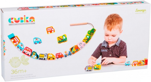 Шнурівка дерев’яна Cubika Машинки - Силянки