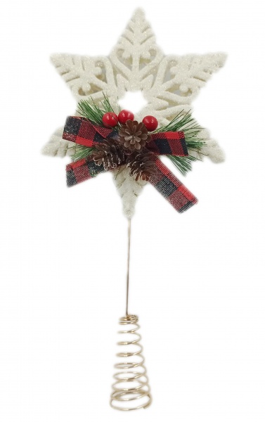 Верхівка для ялинки з декором LD21006 комбінована білий 