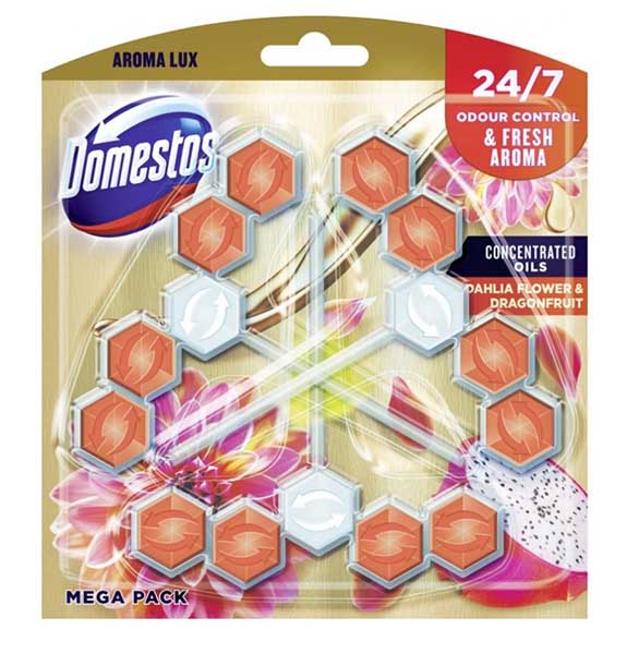Туалетний блок Domestos Aroma Lux Свіжість квітки жоржини та драгонфруту 68702160 