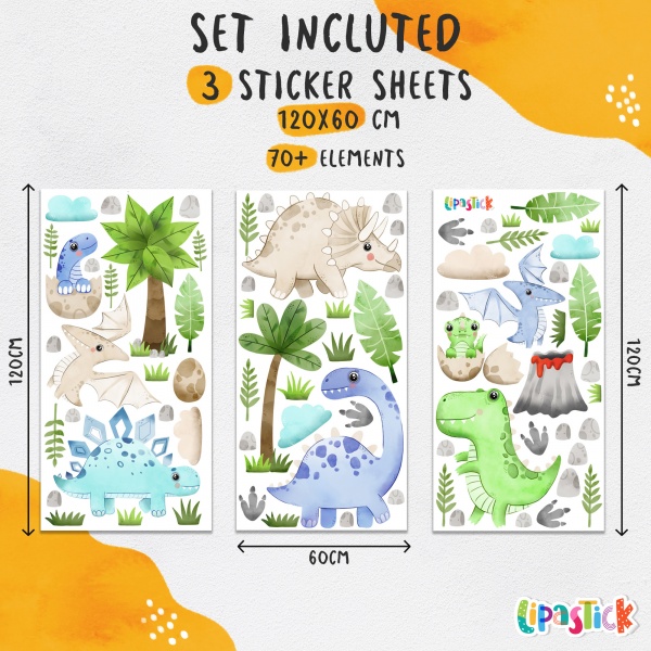 Стикеры-паттерны Lipastick Динозавры 120х80 см 7202102