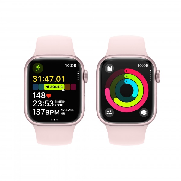 Смарт-годинник Apple Watch Series 9 GPS 41mm Pink Aluminium Case with Pink Sport Band - M/L (MR943QP/A)