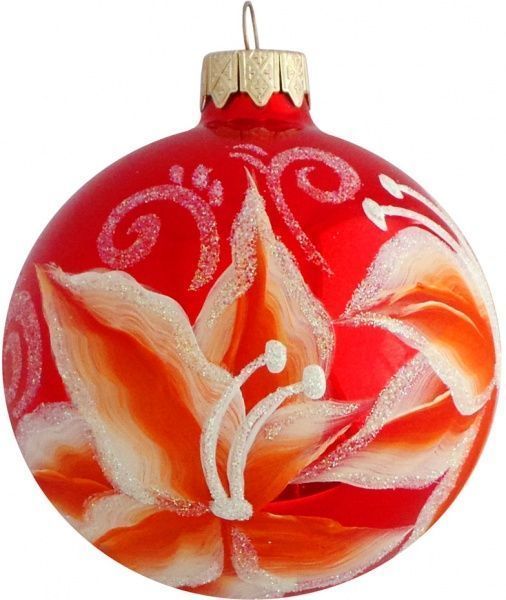 Куля скляна Квіти 3 d80 К-263-80 червоний