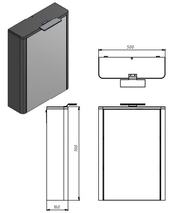 Дзеркальна шафа Botticelli Livorno - 50 структурний білий 