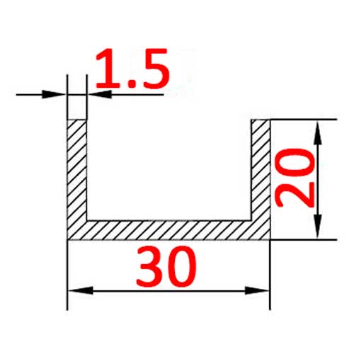 Швелер Braz Line 30x20x2,0мм срібло 1м