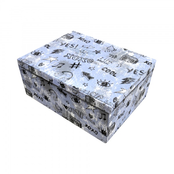 Коробка подарункова сіра з малюнками 1110206203 23х16,5 см