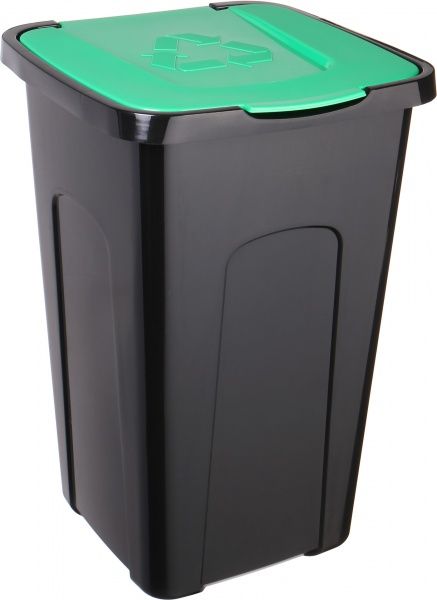 Контейнер для мусора Keeeper 365x370x555 мм 50 л черный с зеленым 905303