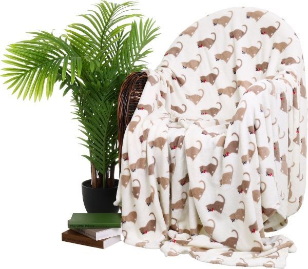 Плед Кошки 160x220 см кремовый с рисунком La Nuit 