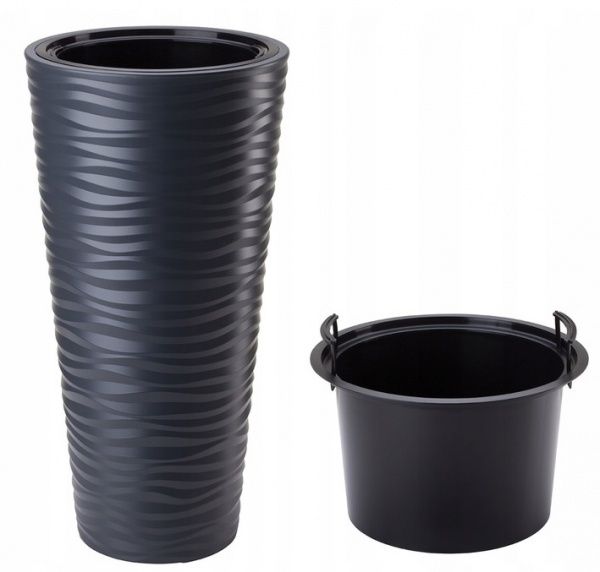 Горщик пластиковий Form Plastic Сахара Слім-40 круглий 63л антрацит (2724-014) 