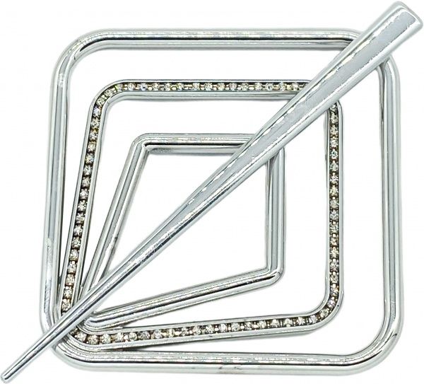 Заколка Квадрат Элит 85х85 мм серебро глянец В0021-2 MISLT