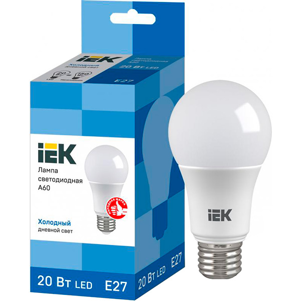 Лампа светодиодная IEK ECO 20 Вт A60 матовая E27 220 В 6500 К 