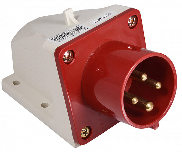 Вилка стационарная с заземлением АСКОУКРЕМ ВС 16А/4 3Р+РЕ (514) красно-белый