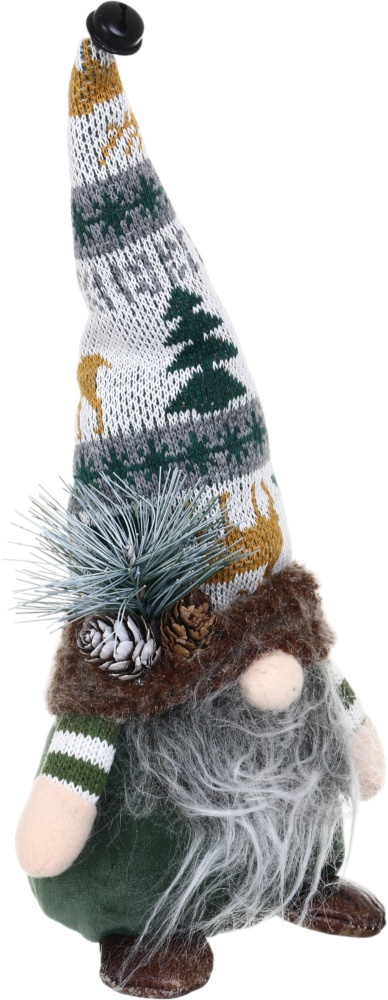 Декорация новогодняя Гном стоящий 15х30 см зеленый дизайн в ассортименте AG23288AB
