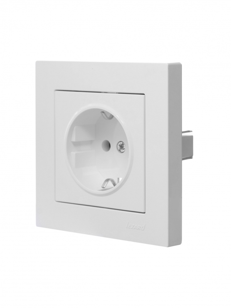 Розетка побутова із заземленням Lezard Vesna IP20 білий 742-0288-122B