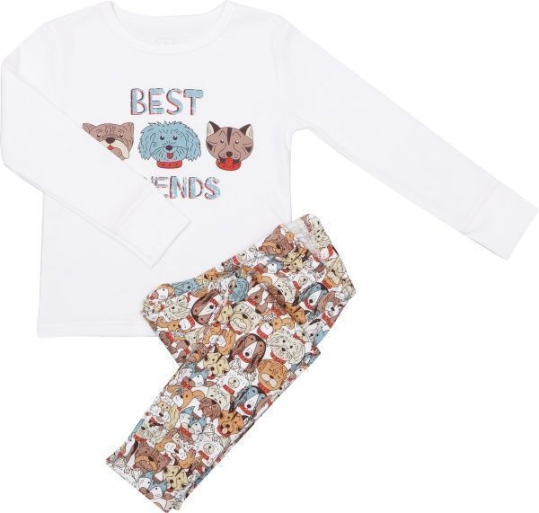 Пижама для мальчиков Фламинго Собачки р.110 молочный/с принтом 256-222-13 