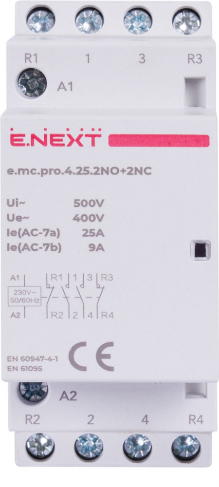 Контактор E.NEXT e.mc.pro.4.25.2NO+2NC p005222