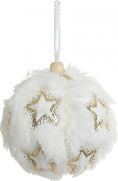 Шар новогодний Shunda пенопластиковый 80 мм бело-золотой SDA211680WG
