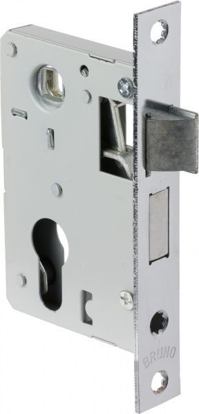 Ручка на планке Bruno + замок 1250/40 цилиндровый 50 мм никель
