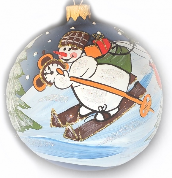 Шар новогодний Парочка 100 мм синий 6684