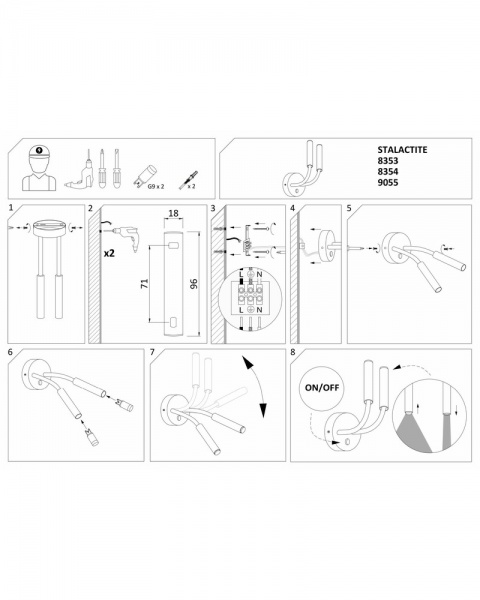 Бра Nowodvorski Stalactite 2x10 Вт G9 черный 8353 