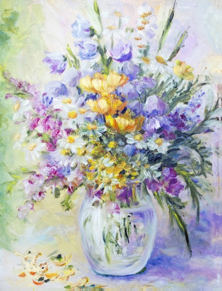 Репродукция Букет голубых полевых цветов 60x80 см Арт Фемелі 