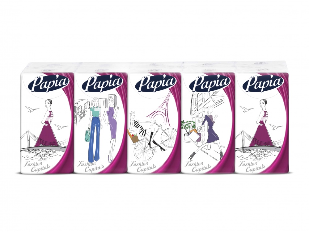 Носовые платочки кармашки PAPIA 2 слоя 10 упаковок