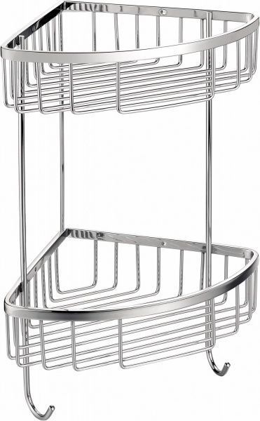 Полка угловая EGO 2-х ярусная с крючками 200x200x65 мм 