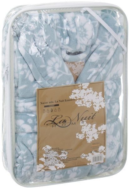 Халат домашний La Nuit Лазурь р. S голубой с белым 