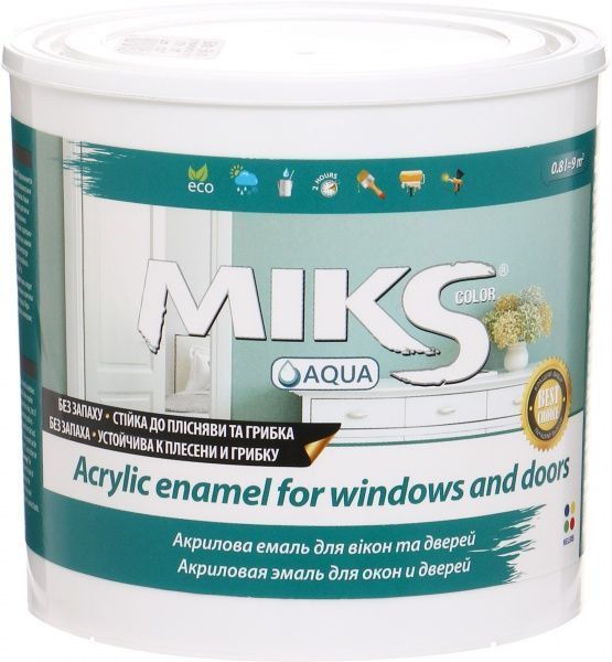 Емаль MIKS Color акрилова для вікон та дверей білий напівглянець 0,75л